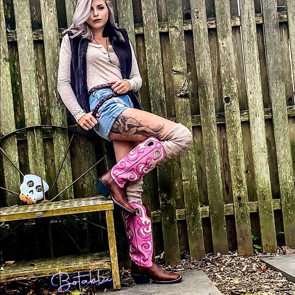 TONY LAMA NEW Buckaroo 3R Madera Pink Bella Tall Knee High Western Boots - Picture 12 of 15